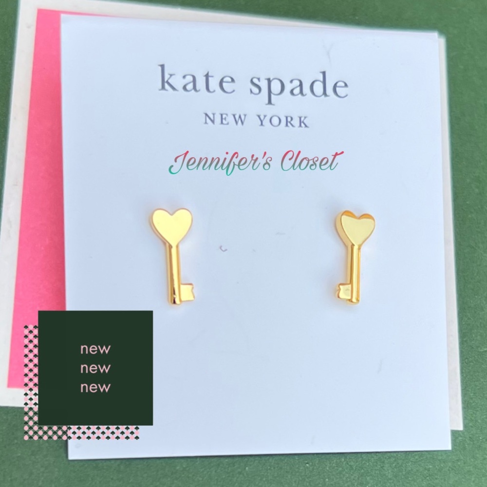 Kate Spade New York Heart Key Stud Earrings / NWT